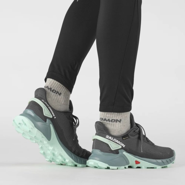 Sapatilhas de Corrida Salomon Alphacross 4 GTX Feminino Cinzentas Escuro Menta | PT G04581